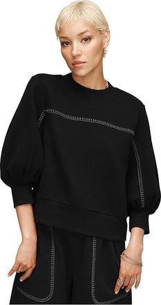 UGG Classic Puff Sleeve Top Womens Clothing Black : SM, Cotton/Elastane/Fleece