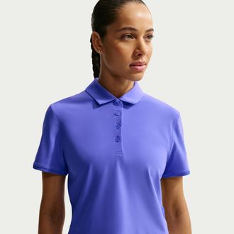 Nike Womens Victory Dri-FIT Short-Sleeve Cropped Golf Polo in Blue | IH0519-570