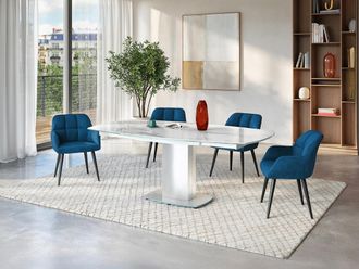 Pascal Morabito Lotto di 2 sedie Con braccioli Velluto e metallo Blu - PEGA di Pascal MORABITO