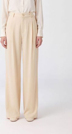 Eleh Pantaloni a gamba larga in velluto a vita alta con pince