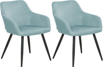 Beliani Beliani - Conjunto De 2 Sillas De Comedor De Estilo Moderno En Color Azul Claro Fabricadas En Terciopelo Con Patas De Metal Casmalia
