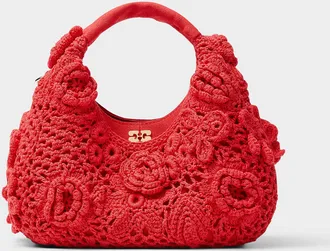 Ganni Womens Red crochet small bag