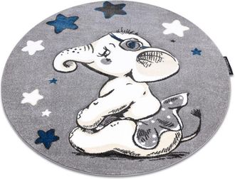 RugsX Rugsx - Alfombra Petit Elephant Elefante Estrella Circulo Gris Grey Circulo 140 Cm