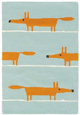 Scion Designer Teppich Mr. Fox Aqua - handgetuftet, aus 100% reiner Schurwolle