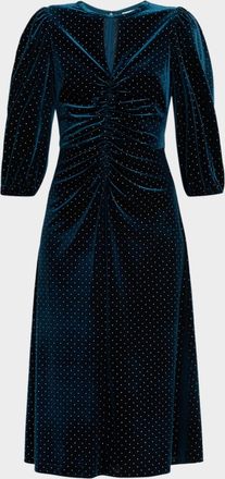 Shoshanna Luna Studded Velvet Midi Dress