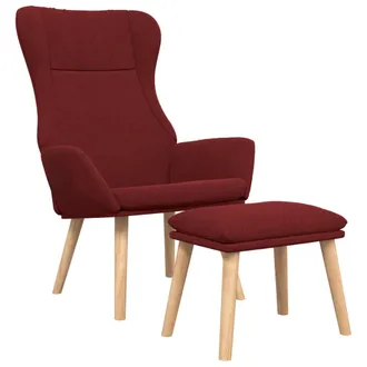 Nova Sill&oacute;n De Relax Con Taburete Tela Rojo Tinto Vidaxl
