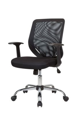 Dmora Silla De Oficina Daaro, Silla Ejecutiva De Malla Con Reposabrazos, Asiento De Oficina Ergon&oacute;mico, 60x54h90/98 Cm, Negro - Dmora