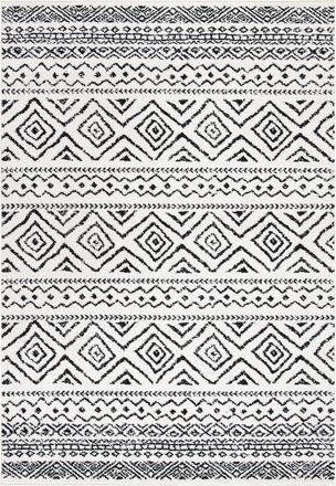 Safavieh Alfombra bohemio de polipropileno blanco/negro, 122 x 183 cm