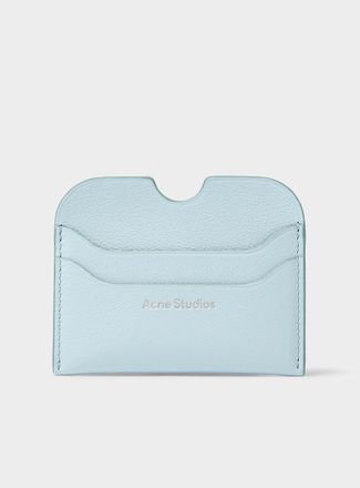 Acne Studios Mens Powder blue leather logo card holder