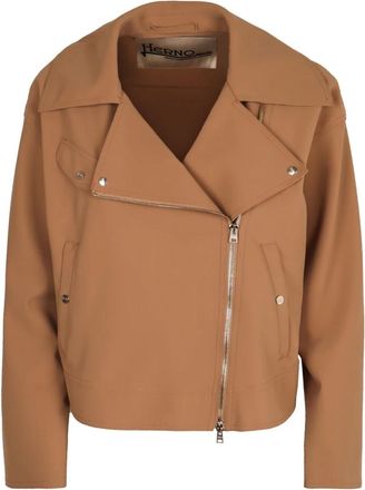 Herno Asymmetrische Bikerjas - Dames - Zomerjassen - Bruin - L - Jassen