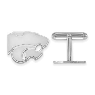 Diamond2Deal Sterling Silver Rhodium-plated Kansas State University Wildcat Cuff Links