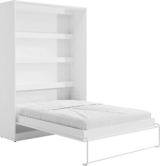 Vente-Unique Cama abatible 140 x 200 cm - Apertura vertical manual - Con LEDs - blanco - RAPILI
