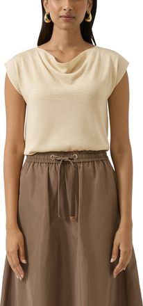 s.Oliver Black Label Rundhalsshirt S.OLIVER BLACK LABEL, Damen, Gr. 34, vanilla, Web, Obermaterial: 80% Viskose, 20% metallisierte Fasern, unifarben, normal h&uuml;ftbedeckend,