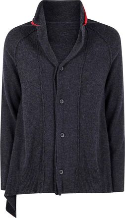 Yohji Yamamoto asymmetrical button cardigan - Grey