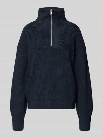 Jake*s Casual Strickpullover mit Troyer-Kragen in Dunkelblau, Größe XXL