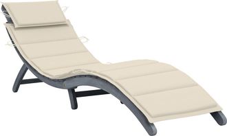 vidaXL Tumbona Con Coj&iacute;n Madera Maciza De Acacia Gris Vidaxl