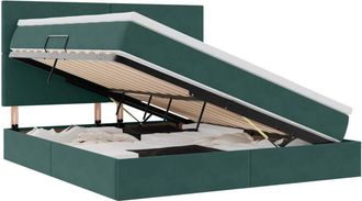 vidaXL Storage Bed with Mattress Dark Green 180 x 200 cm Velvet vidaXL