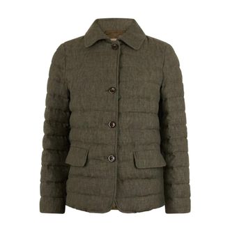 Herno Winter Jackets, female, Green, Size: 2XL Linen Down Jacket