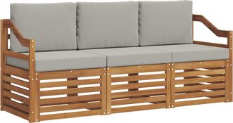 vidaXL Juegos De Sof&aacute;s 3 Uds. Gris Natural Y Claro Vidaxl