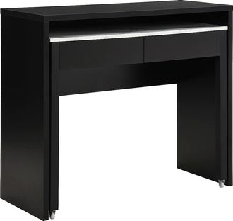 Vente-Unique Scrivania Consolle Allungabile Con 2 Cassetti Nero Ed Effetto Marmo Bianco - Loavia