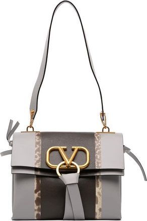 Valentino Pre-owned Valentino Small Watersnake Trimmed Colorblock Calfskin Vring Shoulder Bag Ladies UGL4IEO6T5FWCUVK