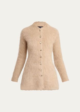 Proenza Schouler Aniza Fuzzy Mohair-Blend Crewneck Cardigan