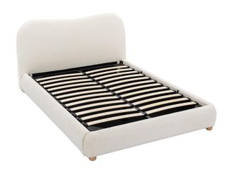 Vente-Unique Canap&eacute; abatible 140 x 190 cm - Tela boucl&eacute; - Blanco - VANARI