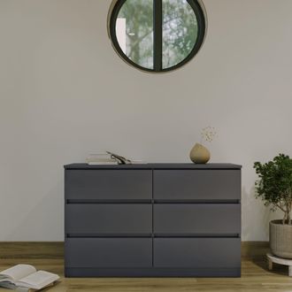 Seconique Malvern 6 Drawer Chest in Grey