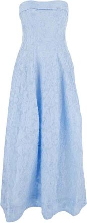 SIMKHAI Valeria Jacquard Midi Jurk - Dames - Avondkleed - Blauw - M - Katoen - Kleedjes