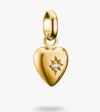 Thomas Sabo Ciondolo placcato oro a forma di a cuore con dettaglio stella tonalit&agrave; oro giallo e bianco