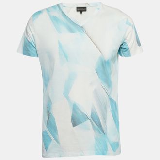 Emporio Armani Blue Printed Cotton T-Shirt