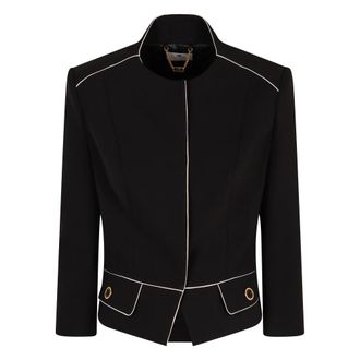 Elisabetta Franchi Light Jackets, female, Black, Size: XS Cr&ecirc;pe Jacket with Two-tone Foulard Scarf