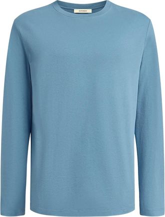 12 Storeez peached cotton long-sleeve T-shirt - Blue