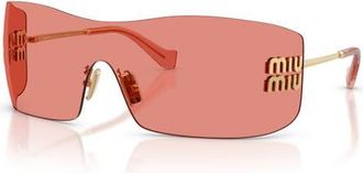 Miu Miu 144mm Oversize Shield Sunglasses in Gold/red at Nordstrom