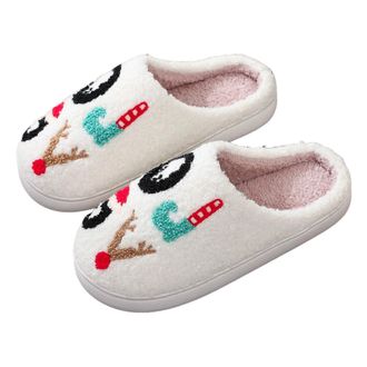Generic Christmas Slippers Memory Foam House Slippers for Women Warm Cozy Fuzzy Bedroom Shoes Woman Indoor Outdoor Cute Cartoon Comfy Soft Non-Slip Xmas Holid
