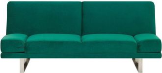 Beliani Beliani - Modern Fabric Sofa Bed Green Polyester Reclining Eucalyptus Wood Frame York