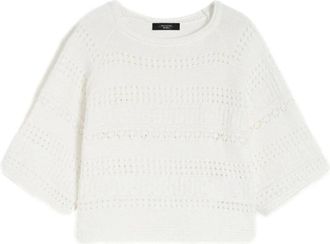 Max Mara Wkiorche Sweater - Dames - Ronde hals truien - Wit - XS - Katoen - Truien & Vesten