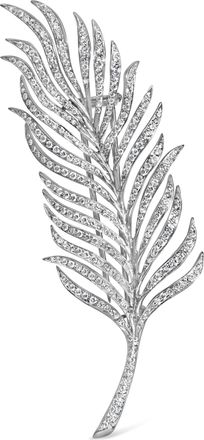 House of Brilliance 18K White Gold 2 7/8 Cttw Diamond Feather Brooch Pin