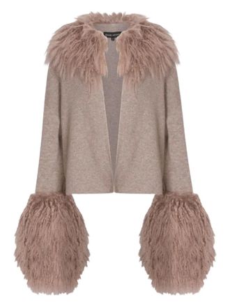 Izaak Azanei shearling-collar cardigan - women - Merino/Cashmere/Lamb Shearling - L - Neutrals
