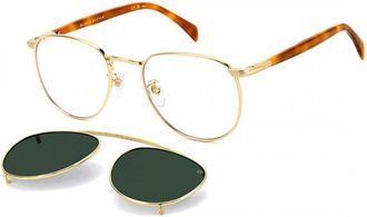 David Beckham Sunglasses Square Full Rim, Gold/brown Havana Frame And Clear With Magnetic Clip-On Green Lens Polarized Lens