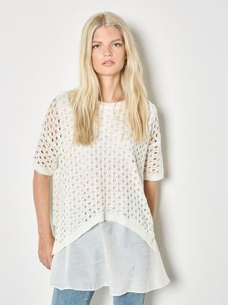 Apricot Knitted Mesh Shimmer Layer Tunic in White at Nordstrom, Size Medium