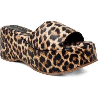 Shushop Ivy Platform Slide Sandal in Leopard Print at Nordstrom, Size 6.5