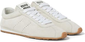 Miu Miu Plume Suede Sneakers, Woman, White, Size 34,5