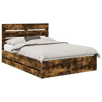 vidaXL Estructura De Cama Roble Ahumado 140 X 190 Cm Madera Ingenieril Vidaxl