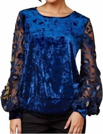 Eva Franco Rios Top In Navy Bloom