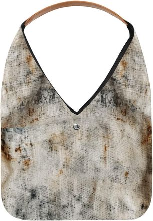 Generic White Vintage Mottled Texture Reusable Lightweight Grocery Bags - Foldable Into Compact Pouch, Washable & Sturdy, Multipurpose for Shopping and Travel