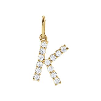 Diamond2Deal 14k Gold 1/5ct Lab-Grown Diamond Initial K Pendant