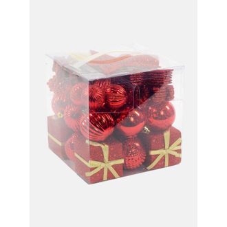 Dmora Dmora Bo&icirc;te 50 Pi&egrave;ces D&eacute;corations De Noel Multi-formes, Ornements Et Pointe, Ensemble Assortiment De Boules De Noel, Bo&icirc;te Ensemble Arbre De Noel, 4 &Agrave;