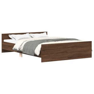 Berkfield Home Bed Frame with Headboard & Footboard Brown Oak 140x190 cm
