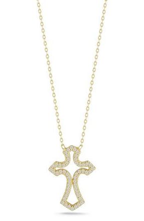 Sphera Milano Cubic Zirconia Open Cross Pendant Necklace in Gold at Nordstrom Rack